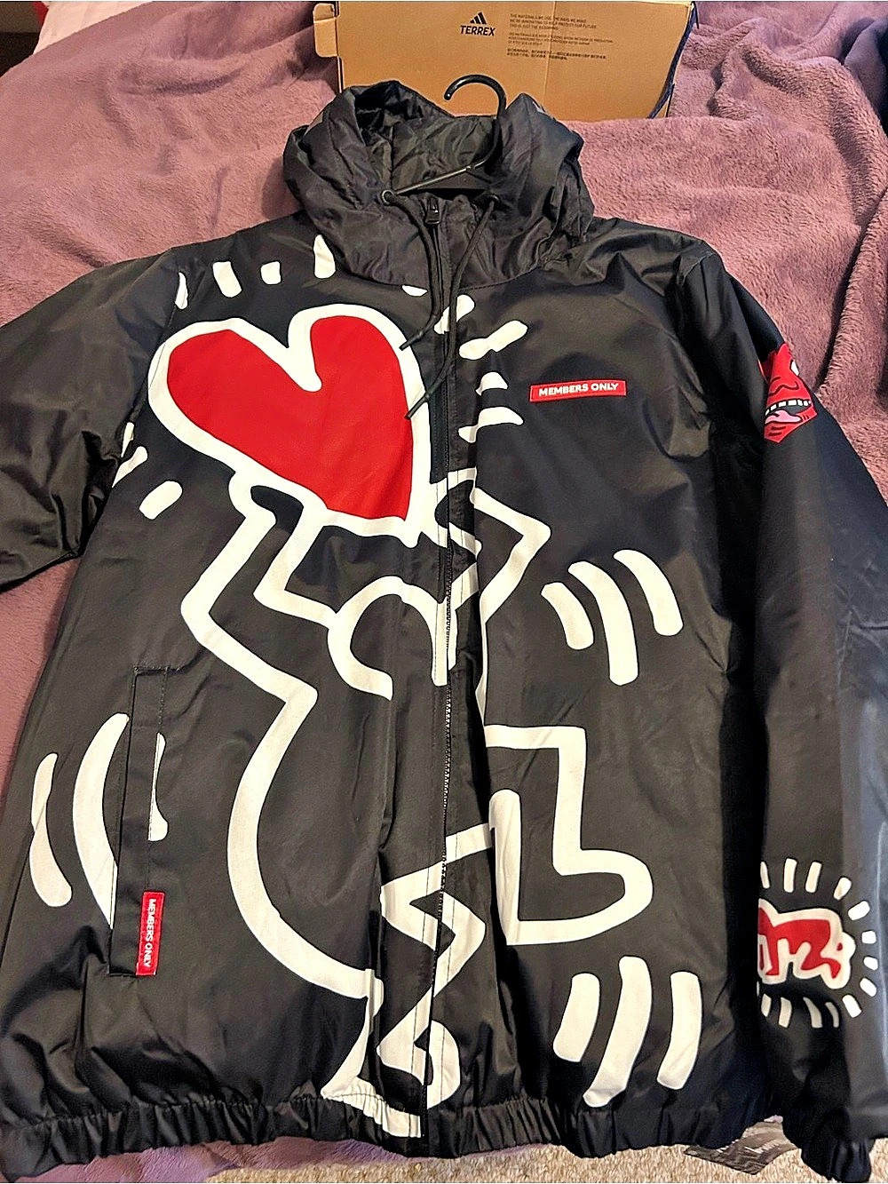 K. Haring Members Only K. Haring Jacket Abstract Graphic Windbreaker Black Size